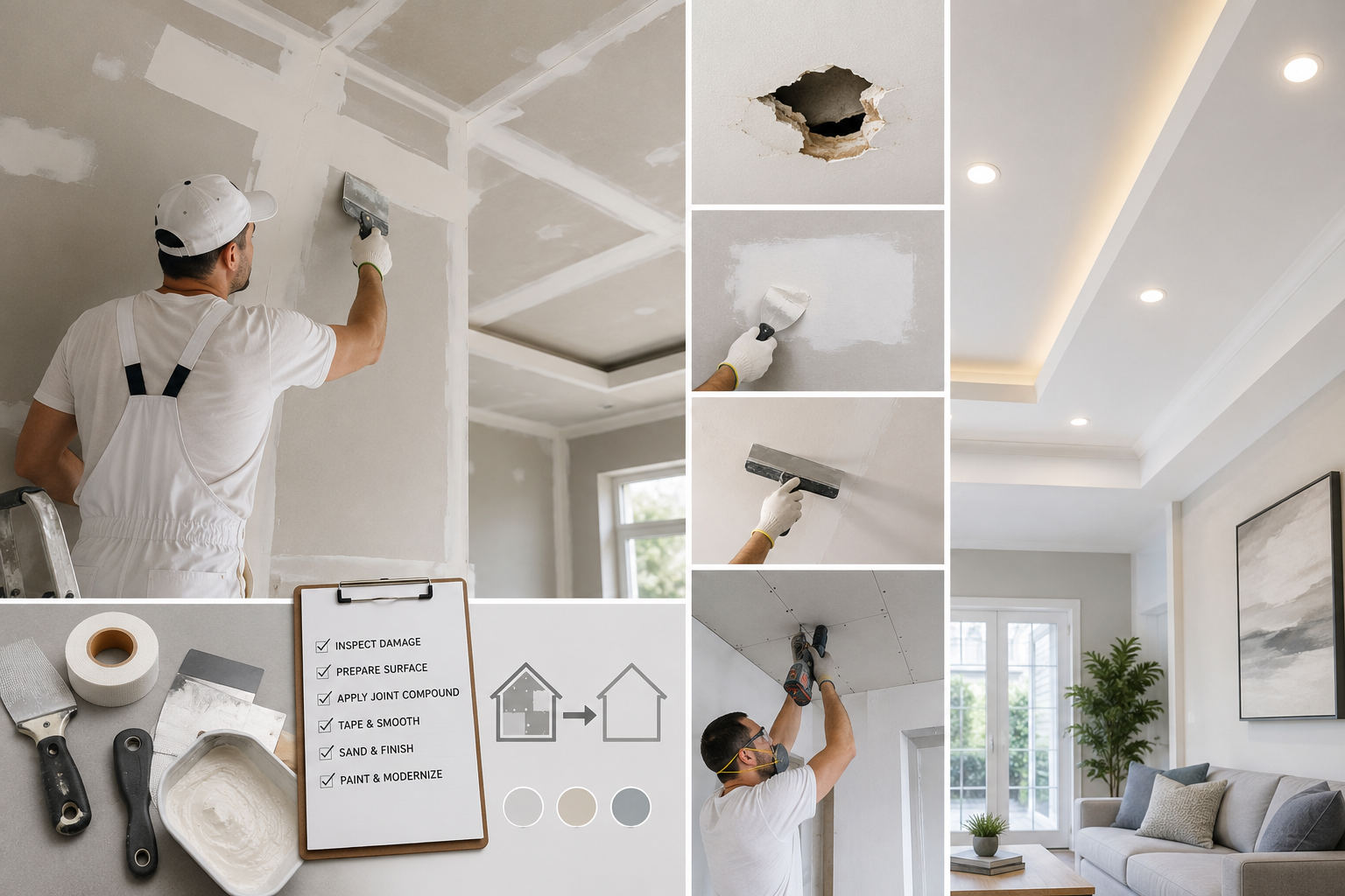 Drywall repair and ceiling makeover guide